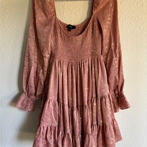 Elegant Pink Smocked Dress